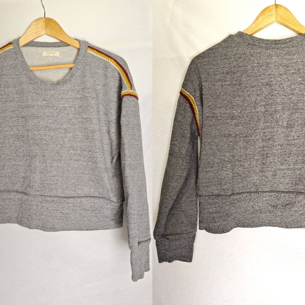 Miles by Madewell Embroidered Trim Crop Sweatshirt Gray Large L AG273‎ - Picture 11 of 14